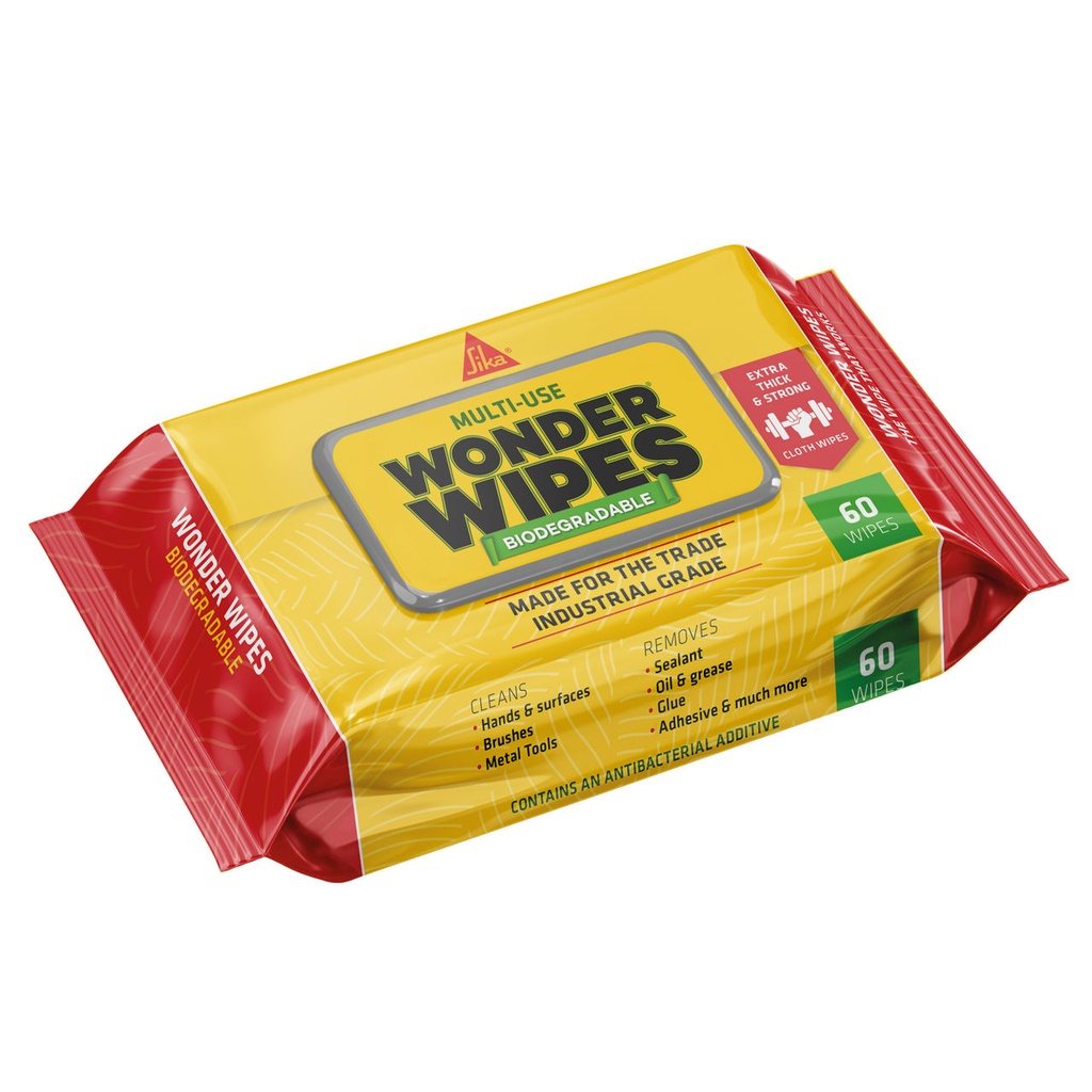 Sika Wonder Wipes, Multi-Surface Cleaning Wipes for Tradespeople, Interior & Exterior, White