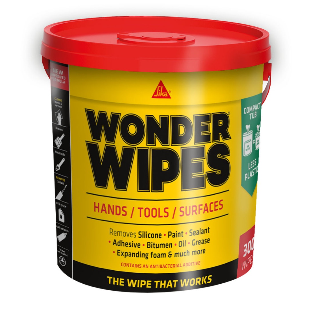 Sika Wonder Wipes, Multi-Surface Cleaning Wipes for Tradespeople, Interior & Exterior, White