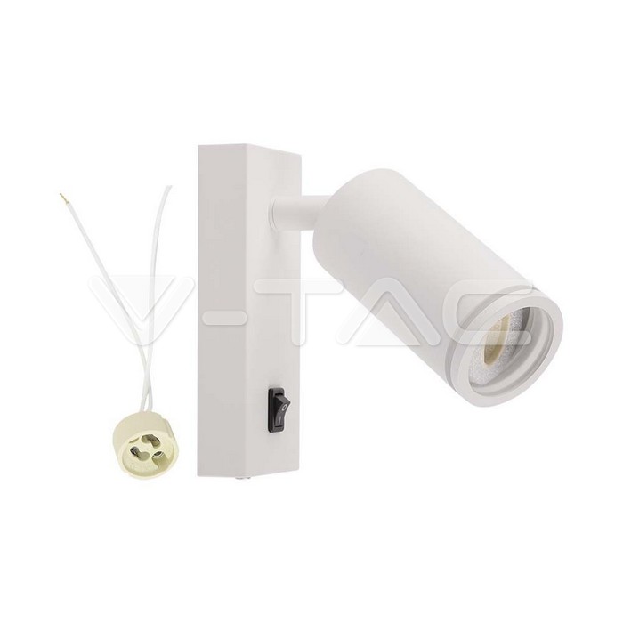 V-TAC 10295, GU10 Wall Mounted Holder with Switch White
