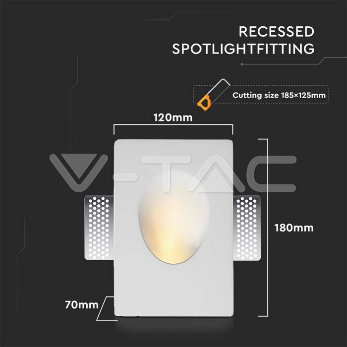 V-TAC 6770, GU10 Gypsum Fitting Round White