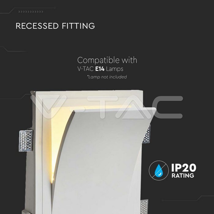 V-TAC 6767, E14 Gypsum Wall Holder White