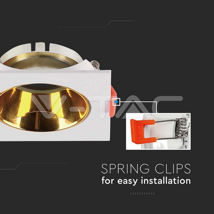V-TAC 6654, GU10 Holder Square White Frame Gold Reflector