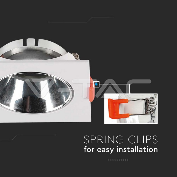 V-TAC 6653, GU10 Holder Square White Frame Chrome Reflector