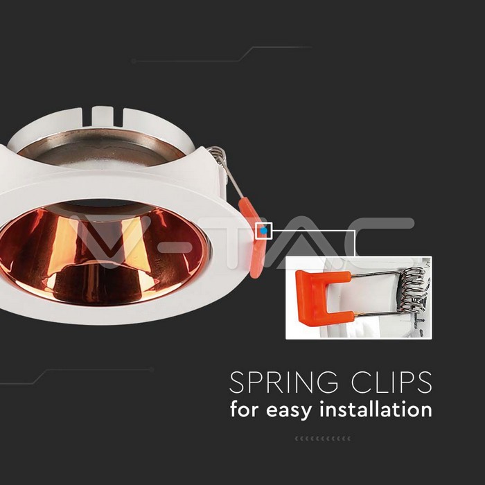 V-TAC 6649, GU10 Holder Round White Frame Rose Gold Reflector