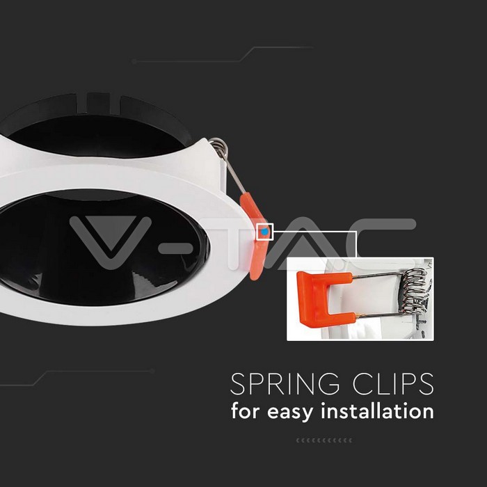 V-TAC 6645, GU10 Holder Round White Frame Black Reflector