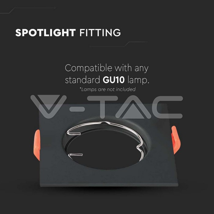 V-TAC 6643, GU10 Holder Square Black