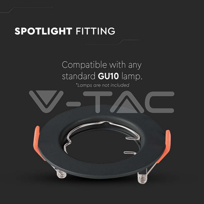 V-TAC 6641, GU10 Holder Round Black