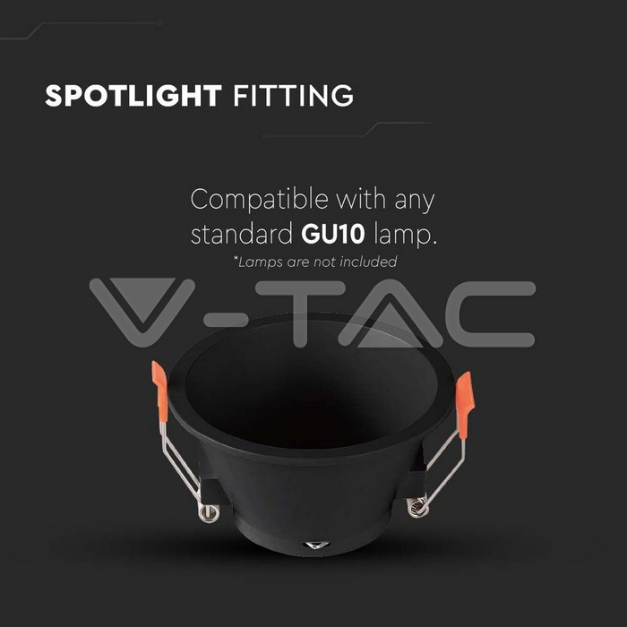 V-TAC 6637, GU10 Holder Round Black