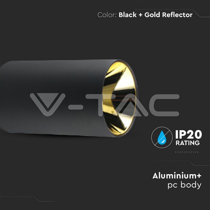 V-TAC 8996, GU10 Holder Round Black Gold
