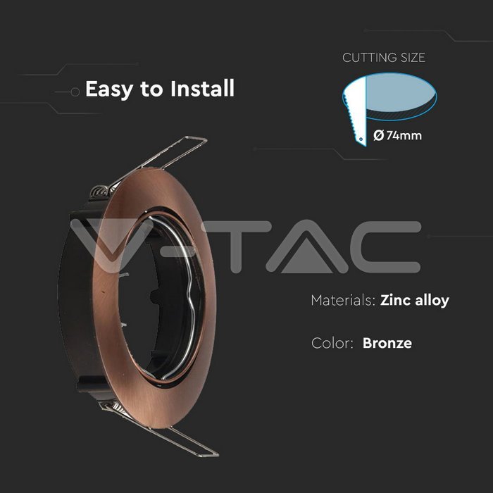 V-TAC 8580, GU10 Holder Round Adjustable Bronze