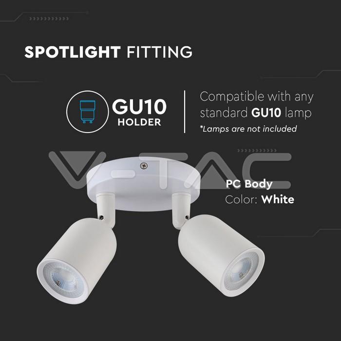 V-TAC 7981, 2x GU10 Wall Holder White
