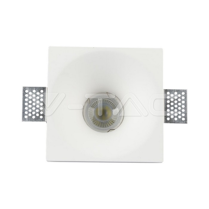 V-TAC 3653, GU10 Housing Square Gypsum White 121x121 mm
