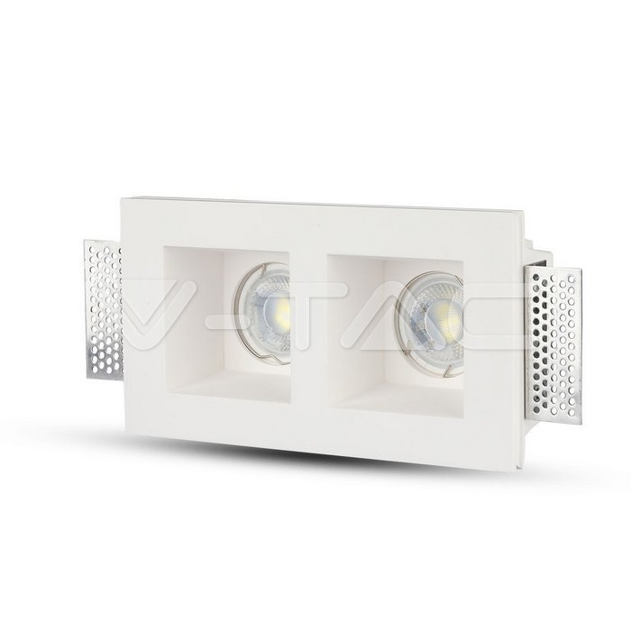 V-TAC 3648, GU10 Housing Square Gypsum White (2 pcs)