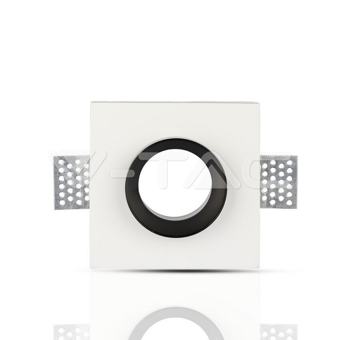 V-TAC 3148, GU10 Gypsum Fitting Square White Recessed Black Detail