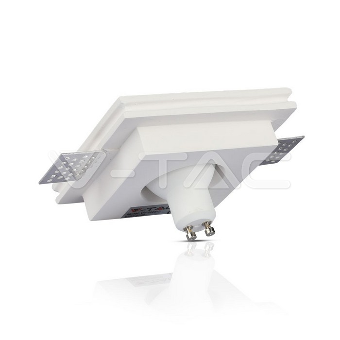 V-TAC 3148, GU10 Gypsum Fitting Square White Recessed Black Detail