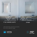 V-TAC 2140451, 35W Rectangular LED Mirror IP44 Anti-Fog 6400K