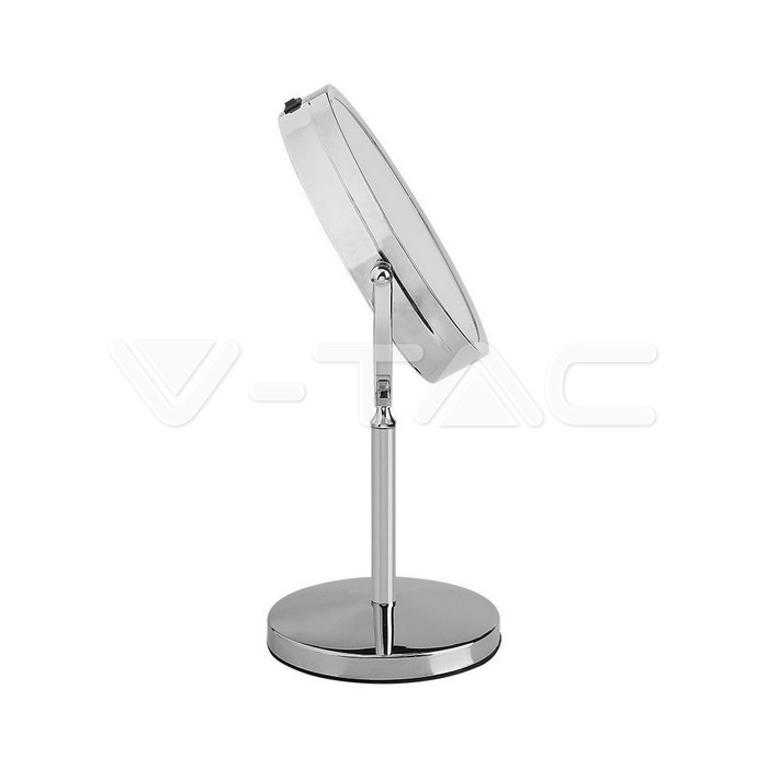 V-TAC 6629, 3W LED Lighted Mirror, 4 x AA Batteries, Nickel Body