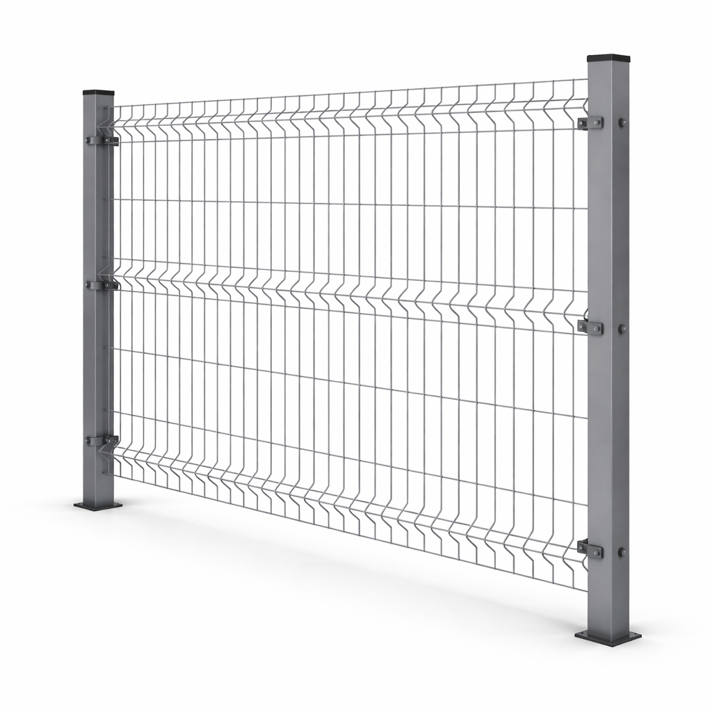 3D Wire Mesh Fence, Galvanized, 4.9 mm, Grey