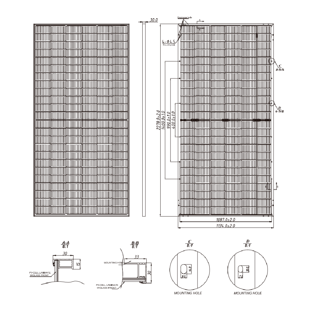 TALESUN Bifacial Dual Glass Half-Cut Mono Perc TD7G72M-144-530W Solar Panel