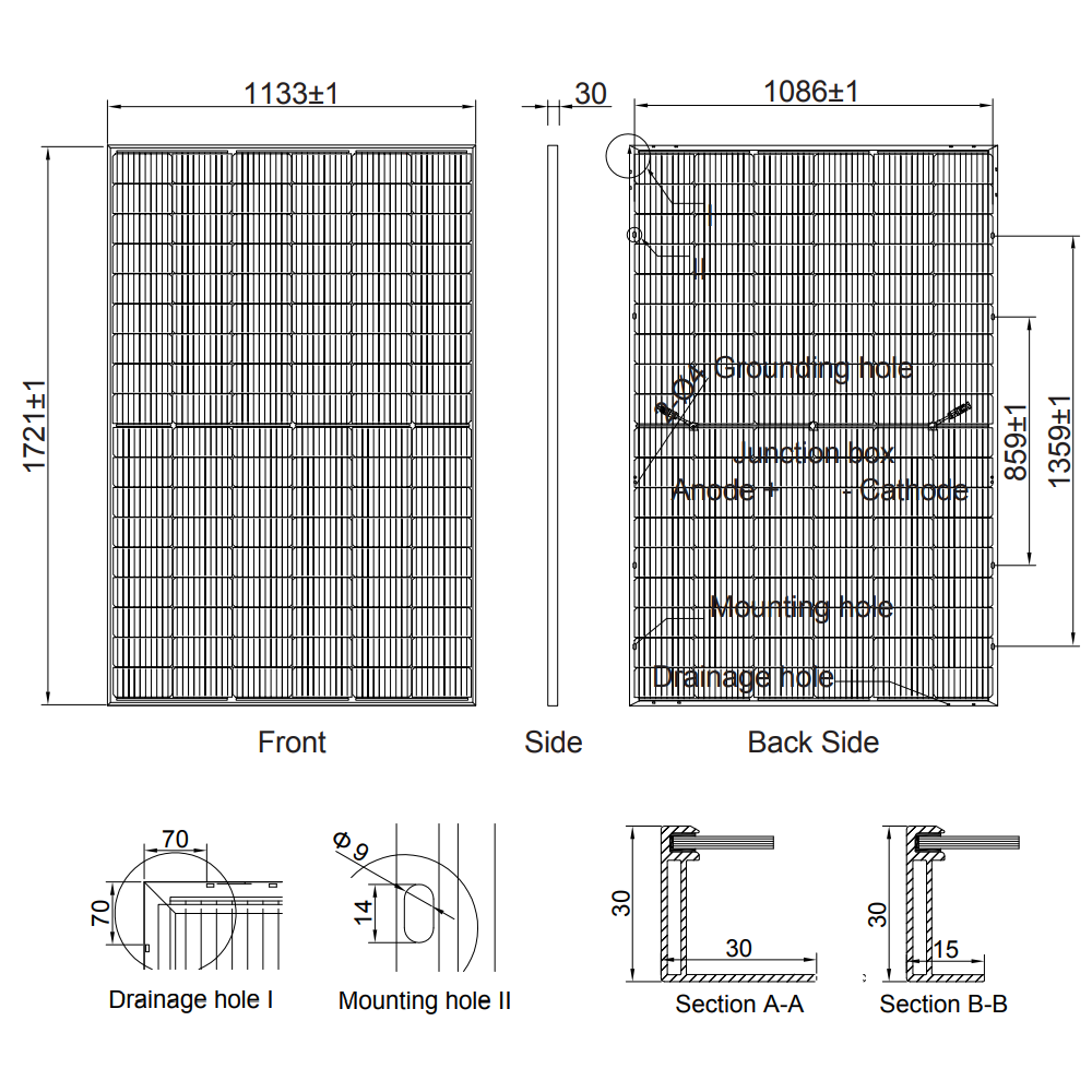 AE SOLAR, AE-CMD-108BDE, Black Bifacial Monocrystalline N Type half-cut cells 415Wp Solar Panel