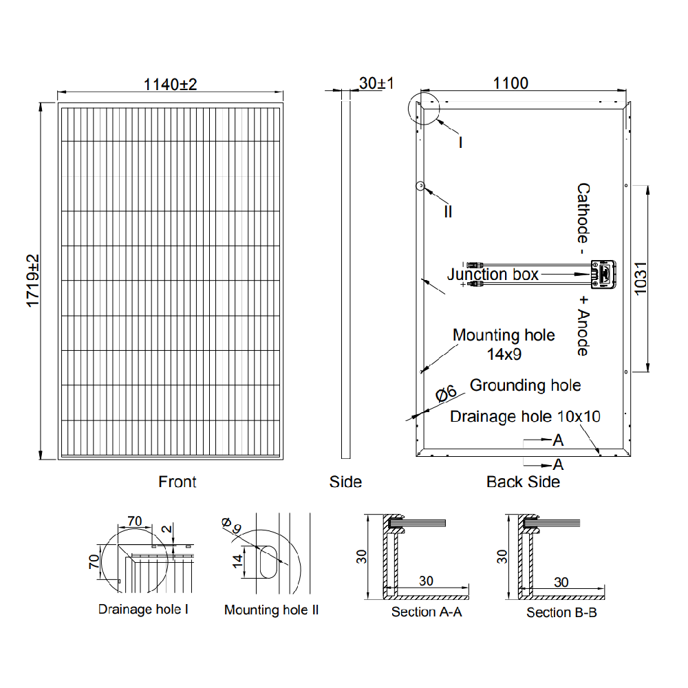AE SOLAR, AE-BMC-60E, Black Monofacial Monocrystalline PERC half-cut cells 400Wp Solar Panel