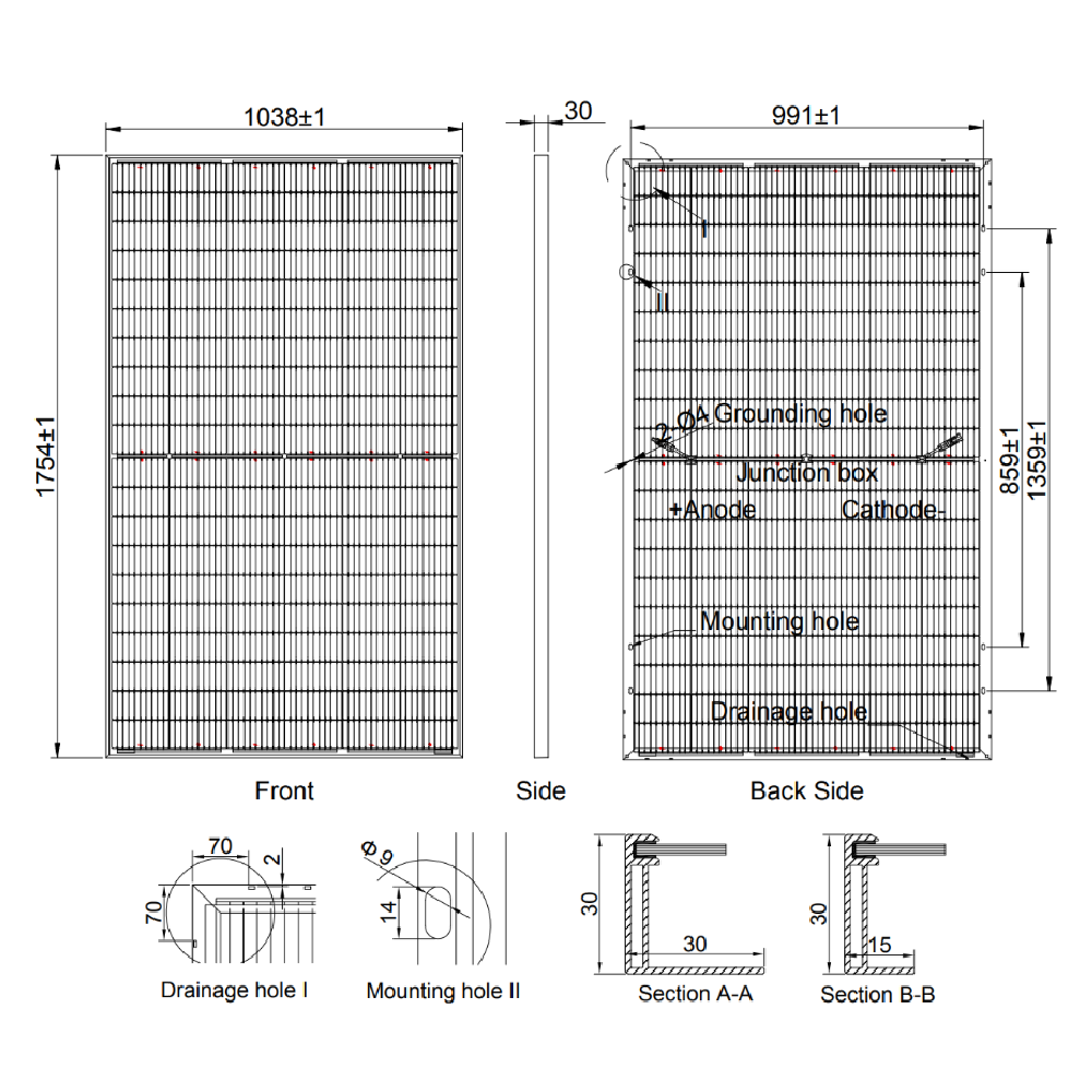 AE SOLAR, AE-MC-120BD, Standard Bifacial Monocrystalline PERC half-cut cells 375Wp Solar Panel