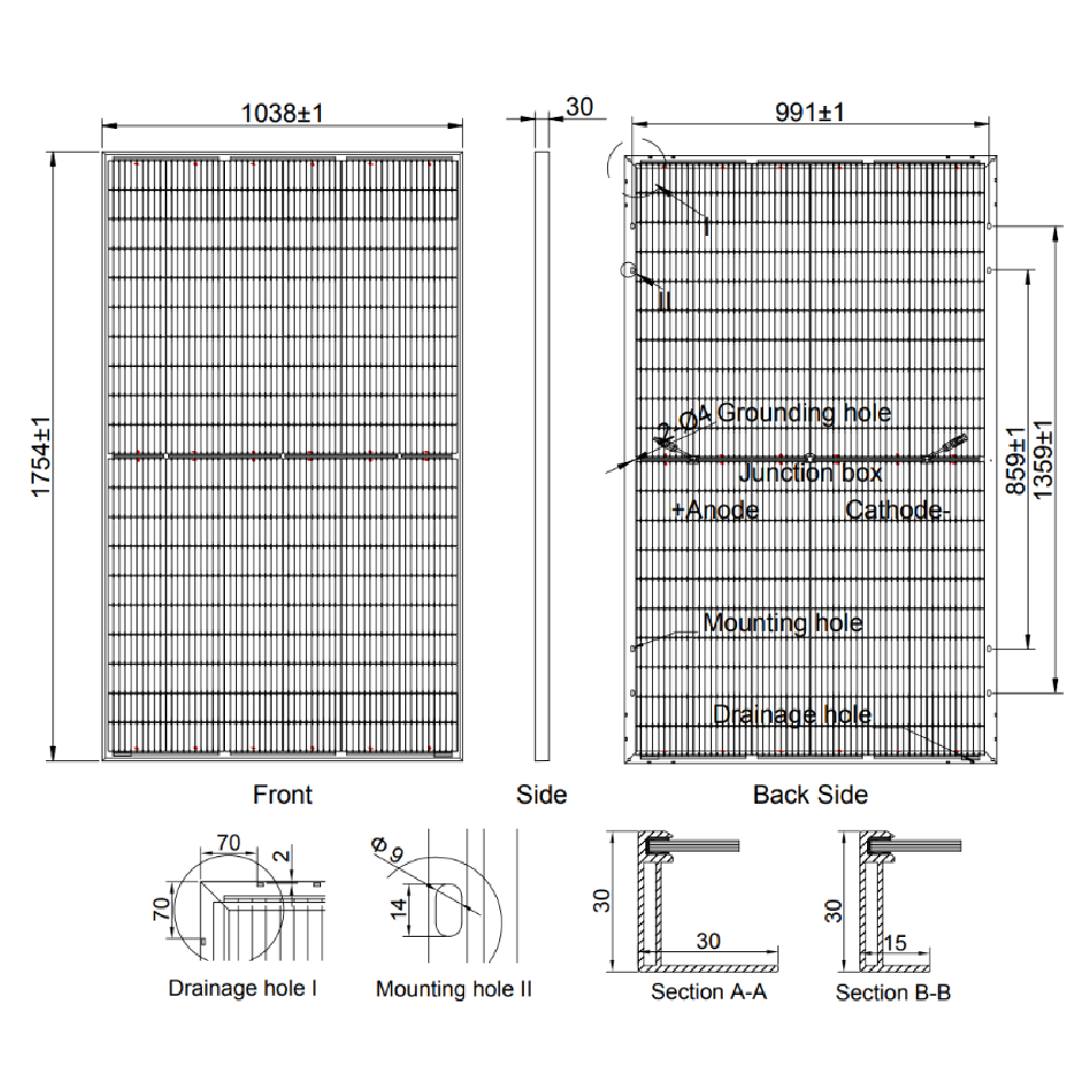 AE SOLAR, AE-MC-120BS, Standard Bifacial Monocrystalline PERC half-cut cells 375Wp Solar Panel