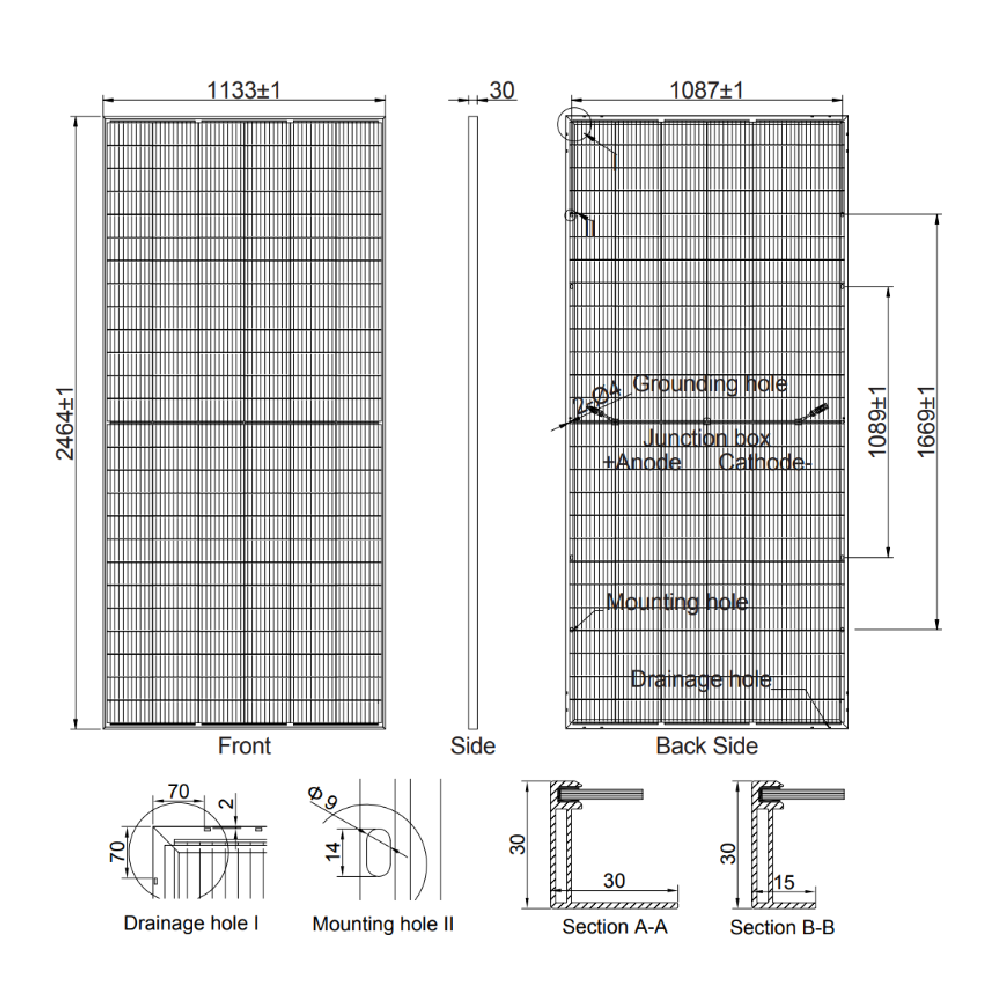 AE SOLAR, AE-MD-156BD, Standard Bifacial Monocrystalline PERC half-cut cells 580Wp Solar Panel