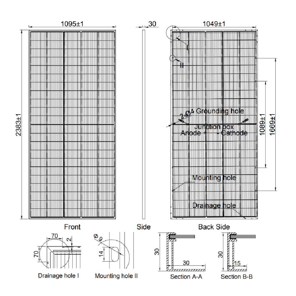 AE SOLAR, AE-ME-110BD, Standard Bifacial Monocrystalline PERC half-cut cells 545Wp Solar Panel