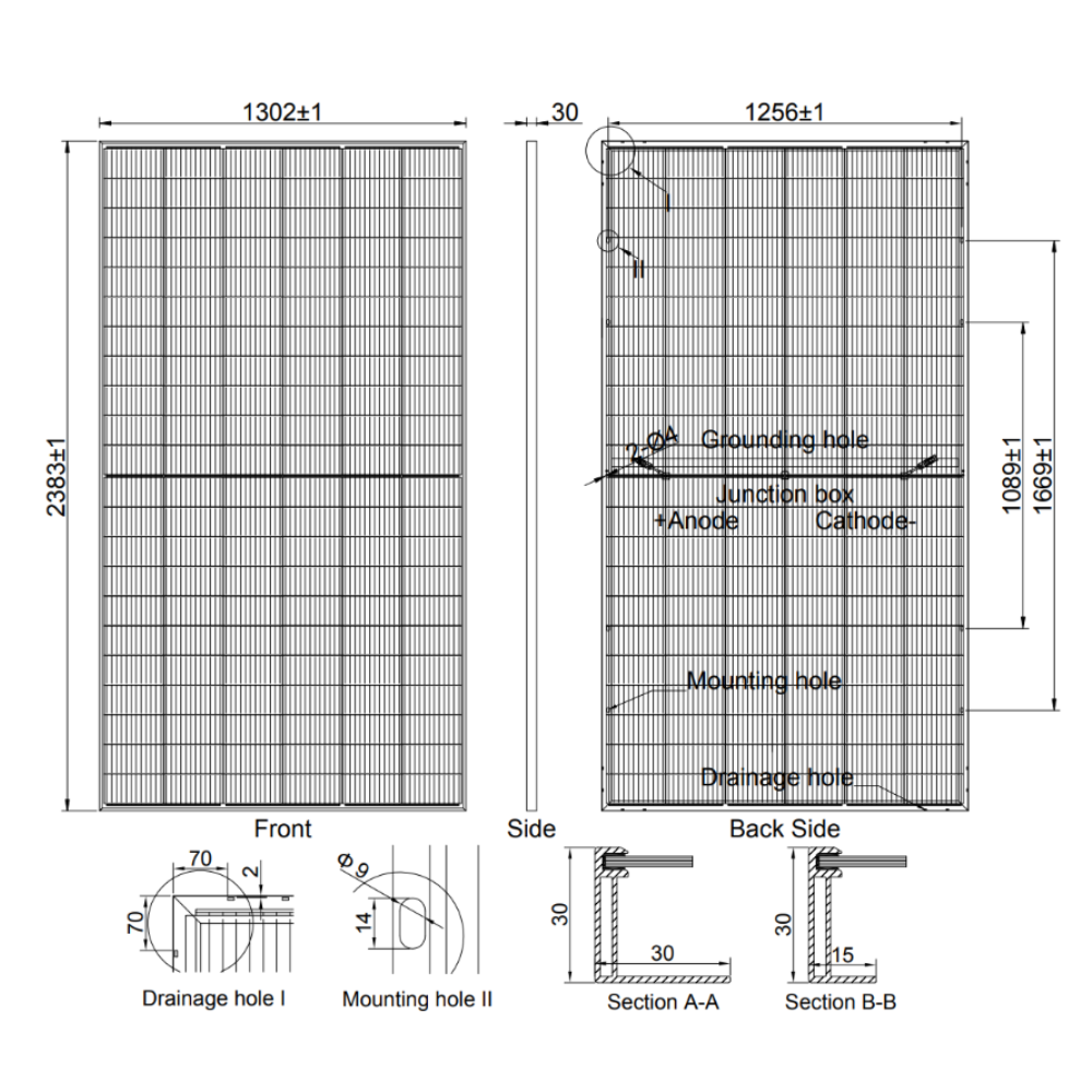 AE SOLAR, AE-ME-132BD, Standard Bifacial Monocrystalline PERC half-cut cells 660Wp Solar Panel