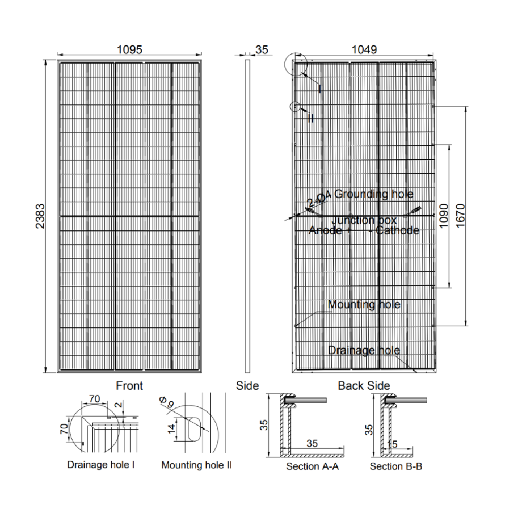 AE SOLAR, AE-TME-110BDS, Standard Bifacial Monocrystalline PERC half-cut cells 560Wp Solar Panel
