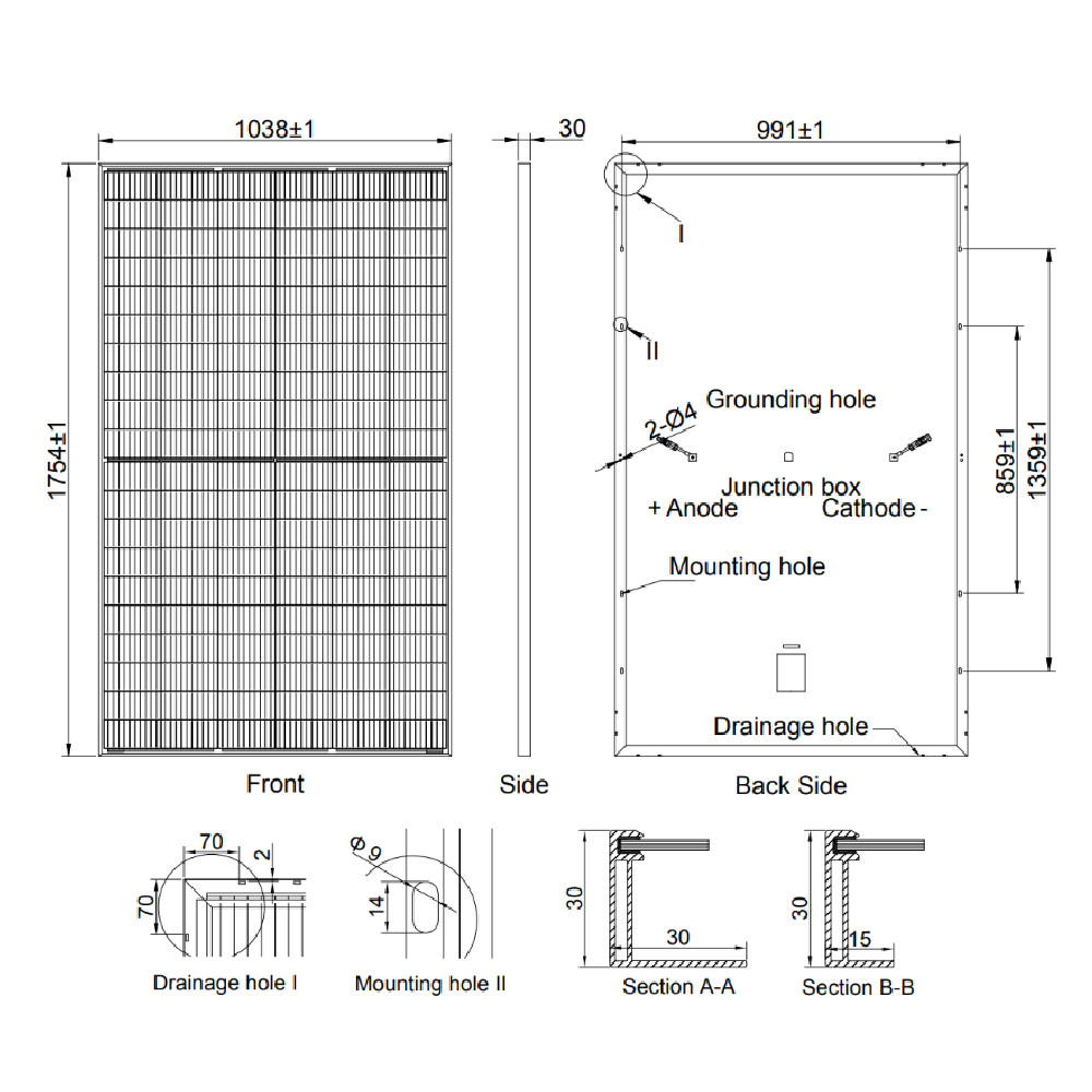 AE SOLAR, AE-MC-120, Standard Monofacial Monocrystalline PERC half-cut cells 360Wp Solar Panel
