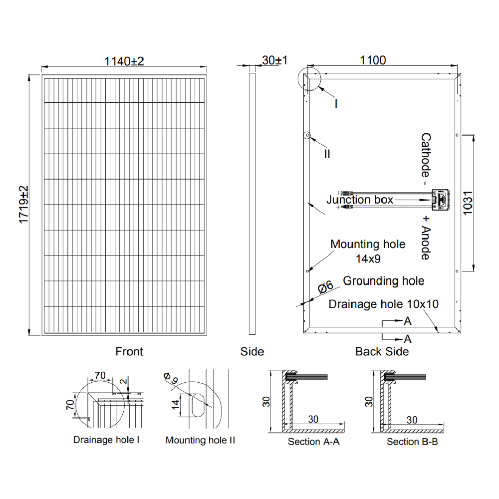 AE SOLAR, AE-BMC-60F, Standard Monofacial Monocrystalline PERC half-cut cells 415Wp Solar Panel