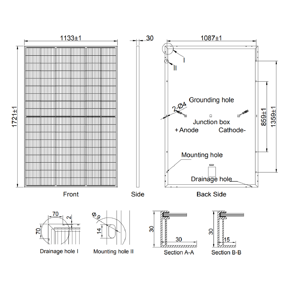 AE SOLAR, AE-MD-108, Standard Monofacial Monocrystalline PERC half-cut cells 395Wp Solar Panel