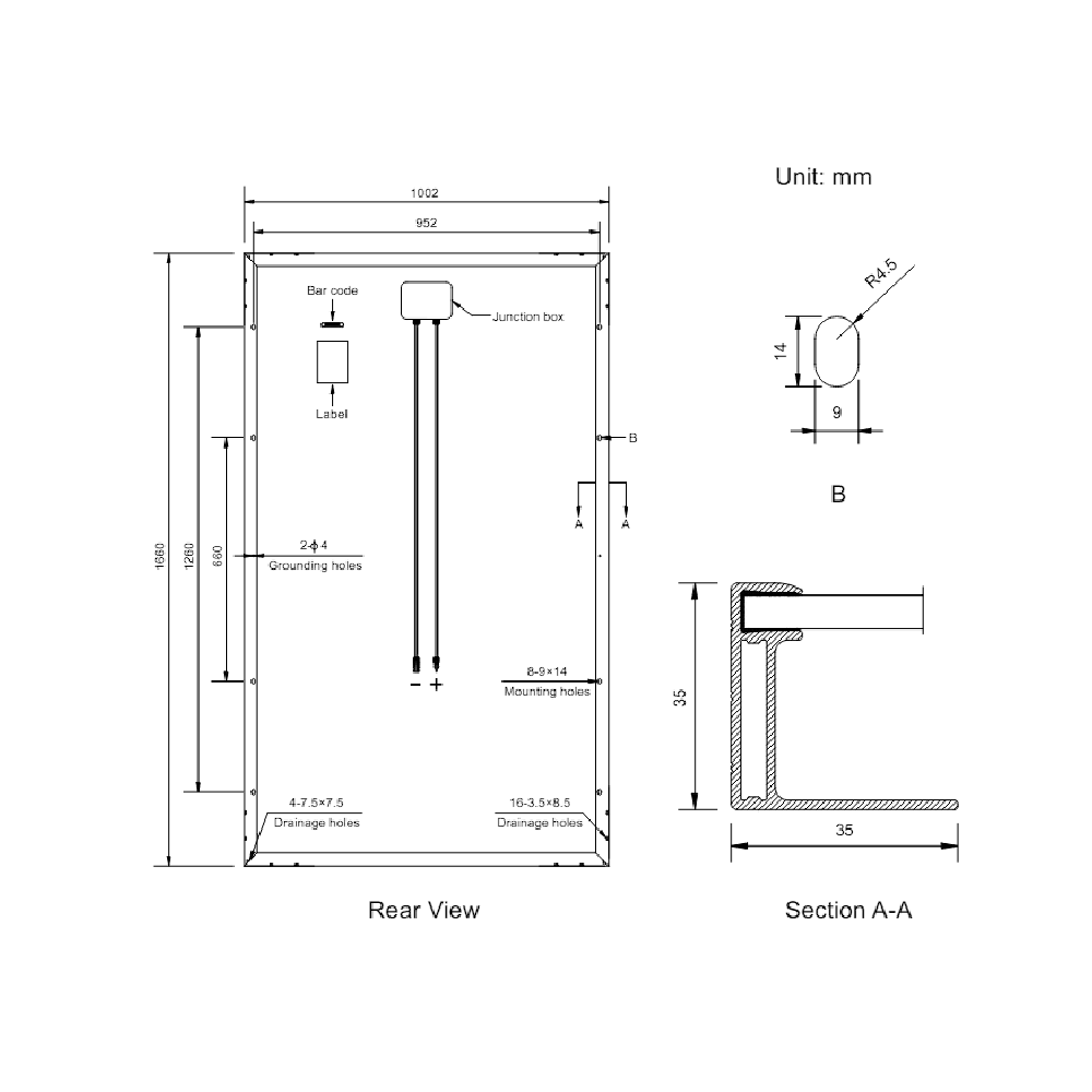 AMERISOLAR, AS-6M30-330W, Standard Monofacial Monocrystalline PERC 330Wp Solar Panel