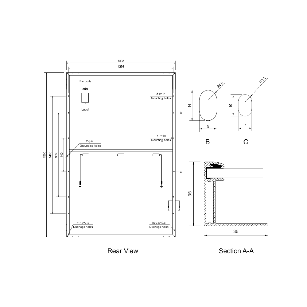 AMERISOLAR, AS-8M108-HC-540W, Standard Monofacial Monocrystalline PERC 540Wp Solar Panel