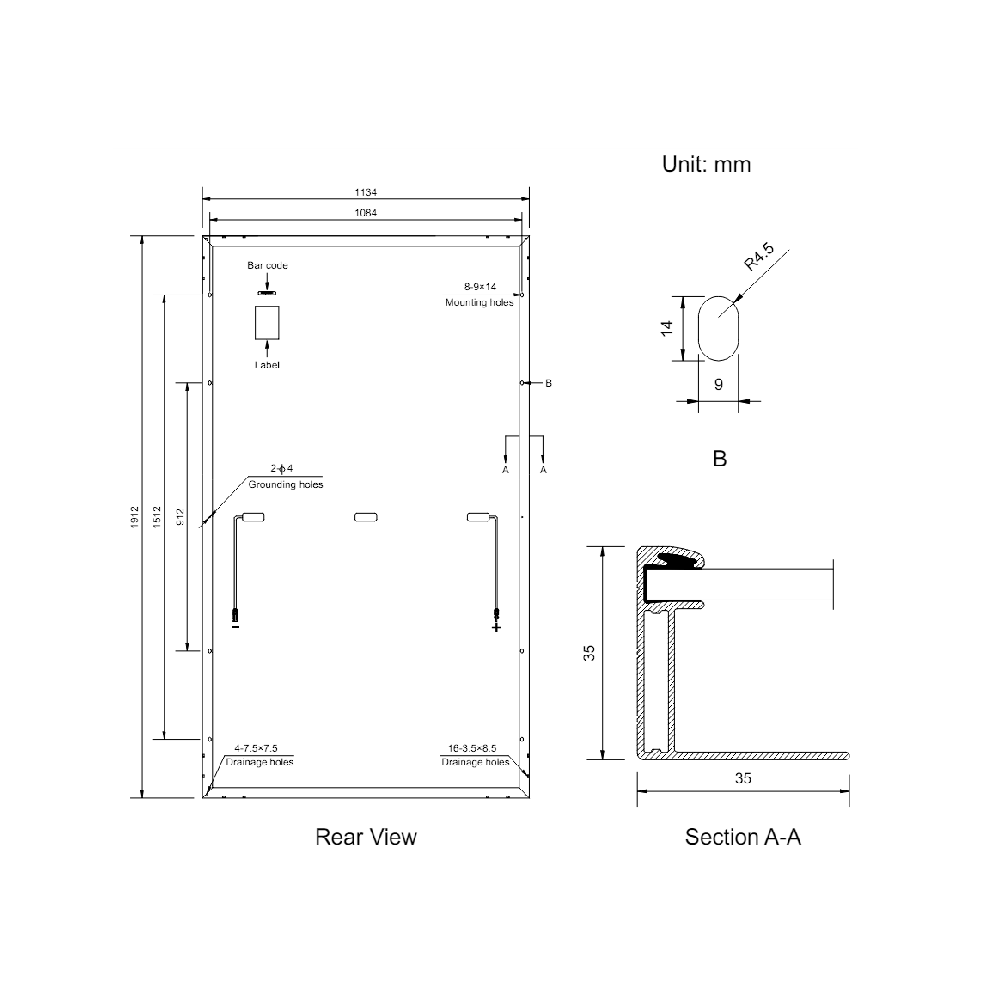 AMERISOLAR, AS-7M120-HC-455W, Standard Monofacial Monocrystalline PERC 455Wp Solar Panel