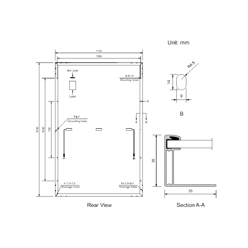 AMERISOLAR, AS-7M108-HC-395W, Standard Monofacial Monocrystalline PERC 395Wp Solar Panel
