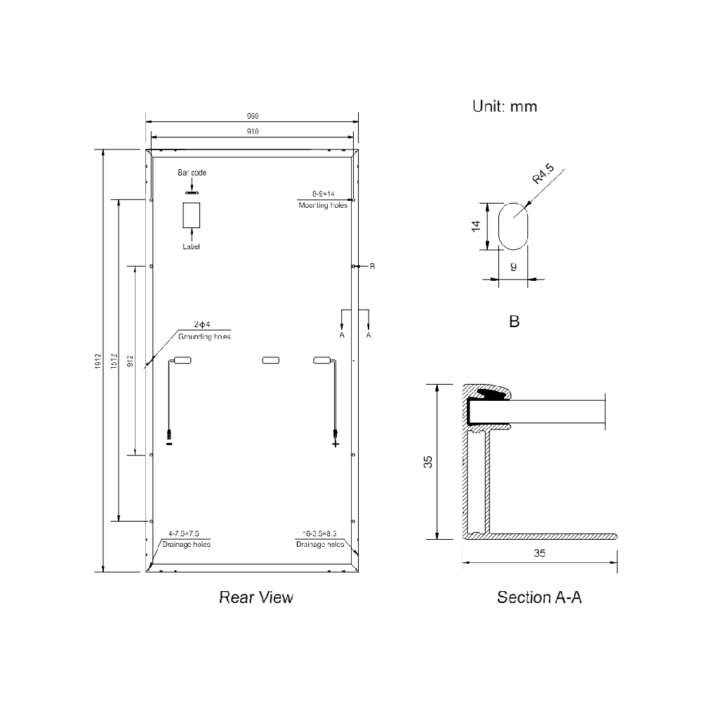 AMERISOLAR, AS-7M100-HC-370W, Standard Monofacial Monocrystalline PERC 370Wp Solar Panel