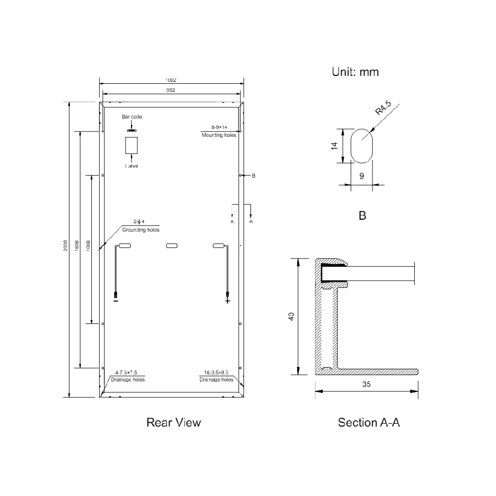 AMERISOLAR, AS-6M-HC-405W, Standard Monofacial Monocrystalline PERC 405Wp Solar Panel