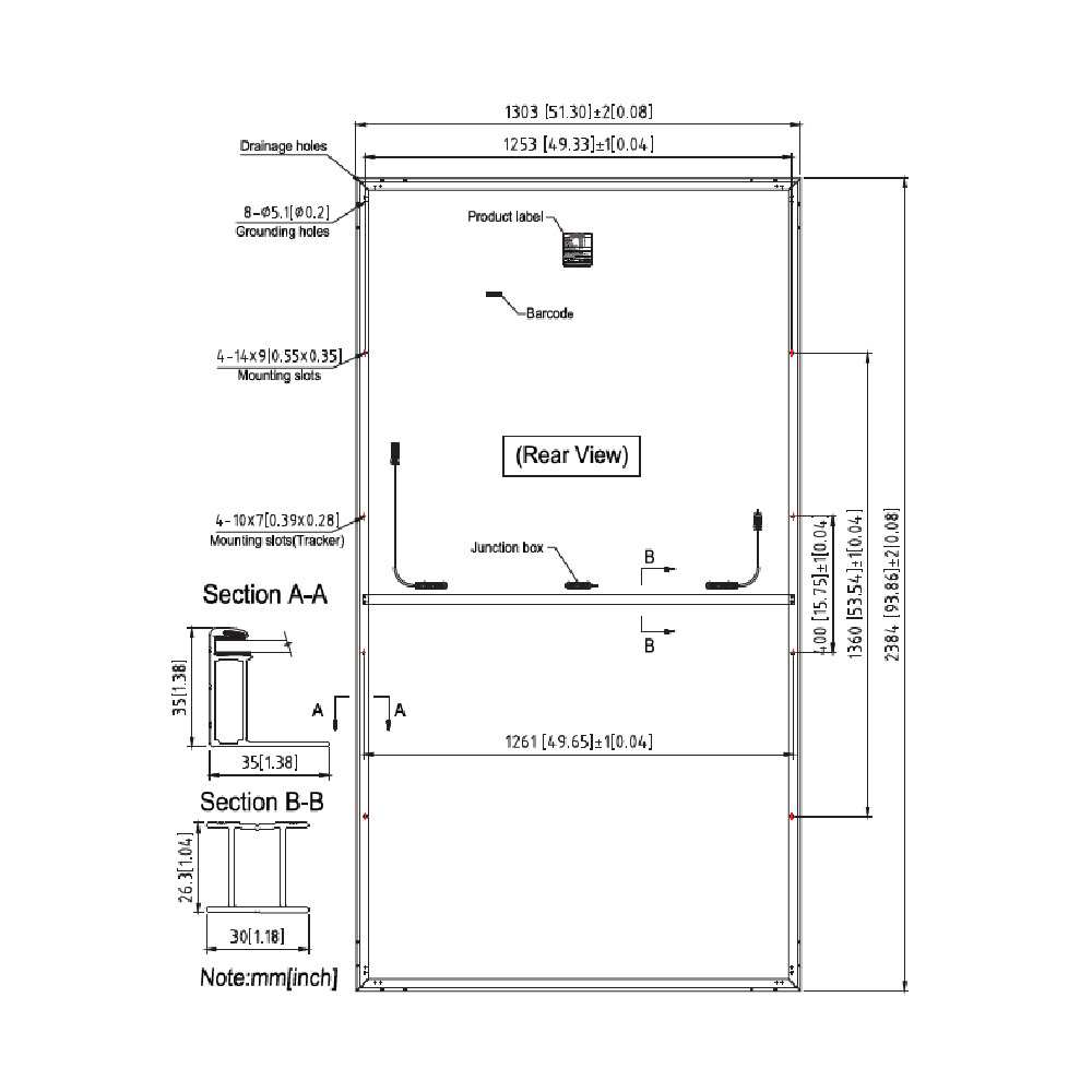 SUNTECH, STP665S-D66/Wmh, Standard Monofacial Monocrystalline MONO half-cut cells 665Wp Solar Panel