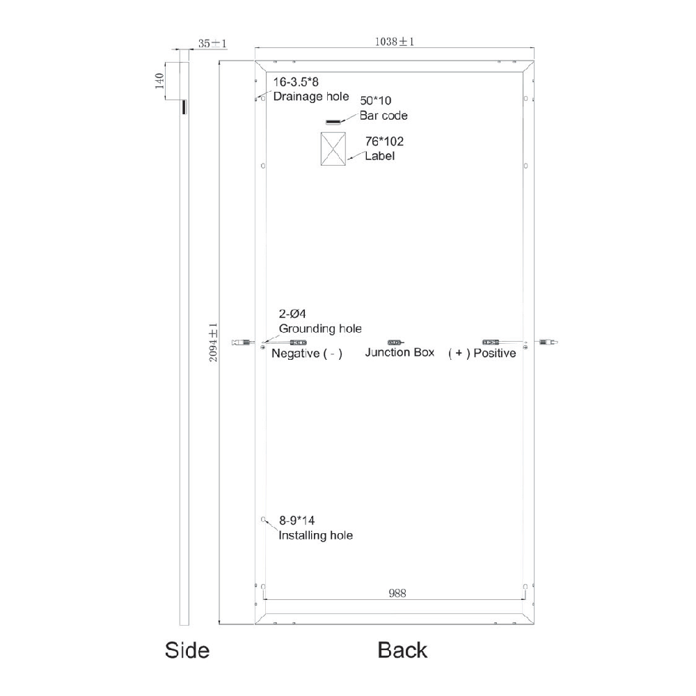 SUNPRO POWER, SPxxx-144M-455W, Standard Monofacial Monocrystalline Mono-Crystalline PERC 455Wp Solar Panel