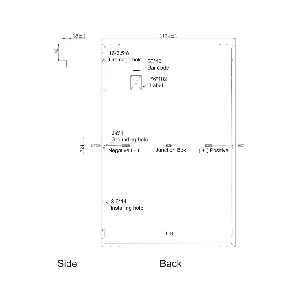 SUNPRO POWER, SPxxx-108M10-390W, Standard Monofacial Monocrystalline Mono-Crystalline PERC 390Wp Solar Panel