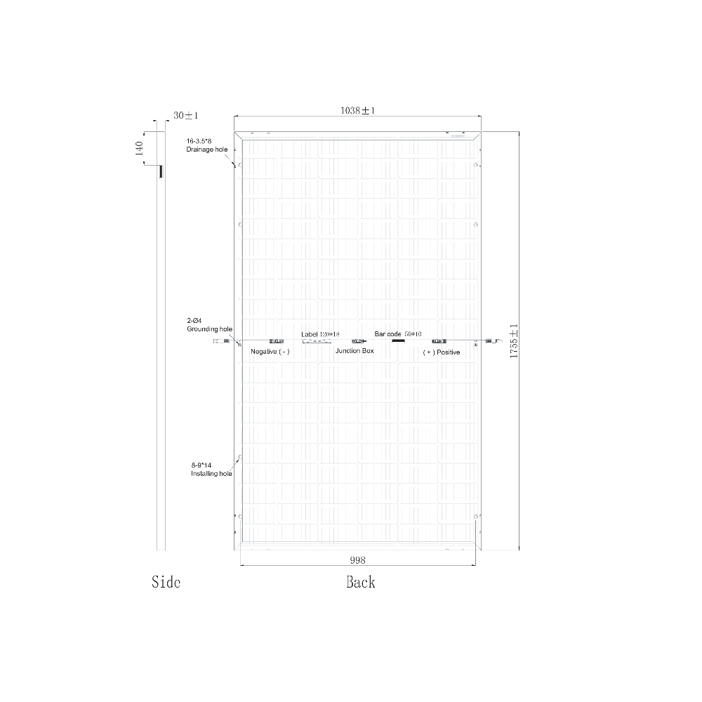 SUNPRO POWER, SPDGxxx-120M-360W, Standard Bifacial Monocrystalline Mono-Crystalline PERC 360Wp Solar Panel