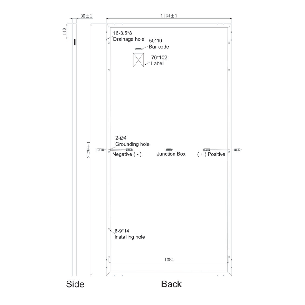 SUNPRO POWER, SPxxx-144M10-550W, Standard Monofacial Monocrystalline Mono-Crystalline PERC 550Wp Solar Panel
