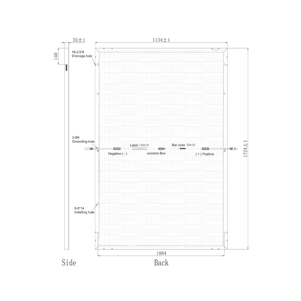 SUNPRO POWER, SPDGxxx-108M10-415W, Standard Bifacial Monocrystalline Mono-Crystalline PERC 415Wp Solar Panel