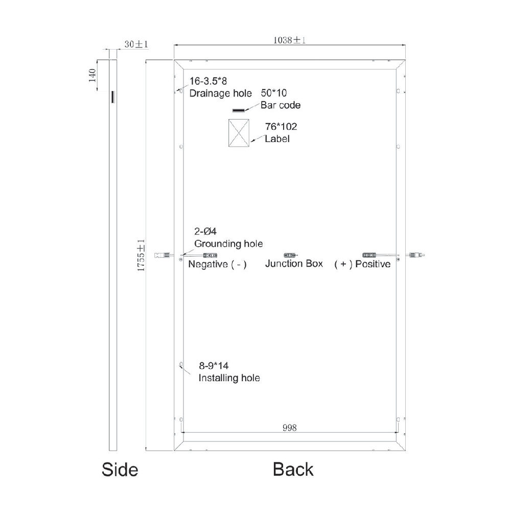 SUNPRO POWER, SPxxx-120M-370W, Standard Monofacial Monocrystalline Mono-Crystalline PERC 370Wp Solar Panel