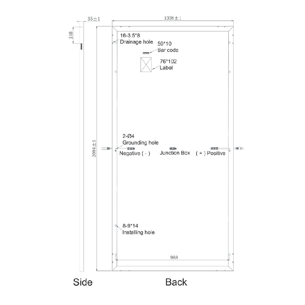 SUNPRO POWER, SPxxx-144M-440, Standard Monofacial Monocrystalline Mono-Crystalline PERC 440Wp Solar Panel