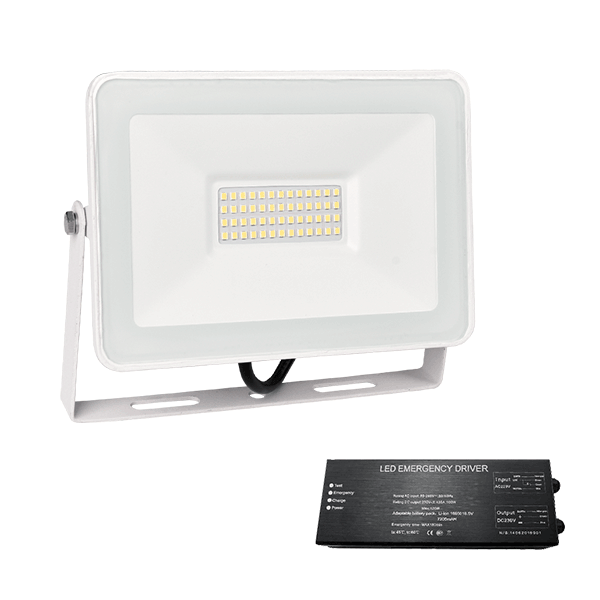 ELMARK 98VEGA100S/WHE, VEGA SLIM SMD 100W LED FLOODLIGHT 4000K White+ EMERGENCY KIT