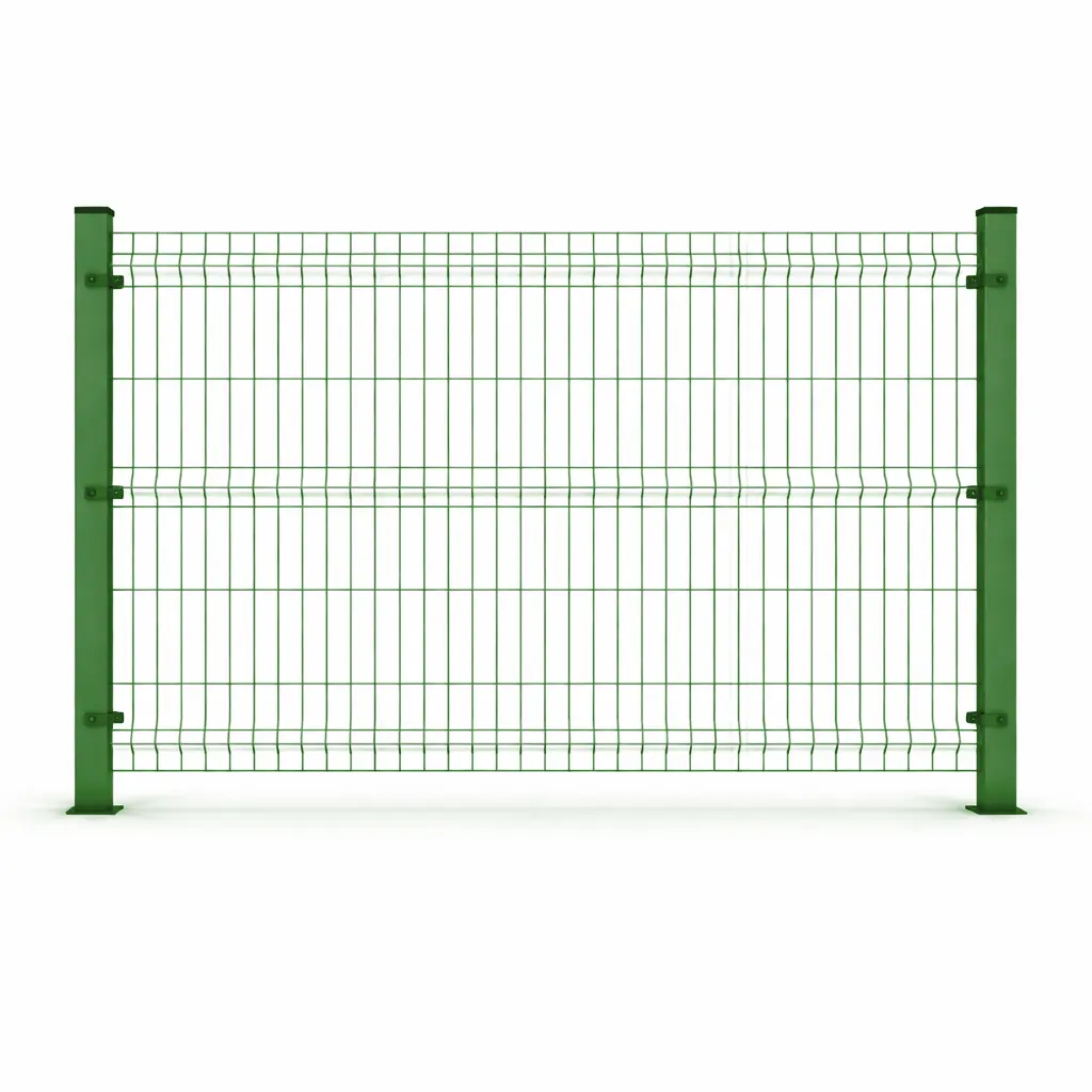 2D Wire Mesh Fence Panel, Galvanized, PVC Coated, 6/5/6 mm, Green